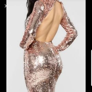 Rose gold sequin evening gown